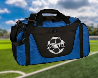 Personalized Soccer Duffel Bag, Custom Sport Bag, Monogram Travel Bag, Athletic Shoulder Bag, Soccer Coach Gift, Soccer Player Bag, Team Bag