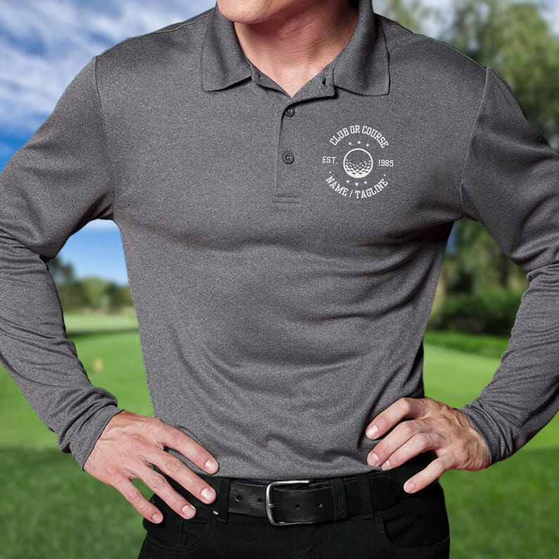 Men's Personalized Long Sleeve Golf Polo, Custom Polo Shirt, Lightweight Sport Polo, Men's Golf Polo, Golf Gifts for Men, Gift for Husband image 2