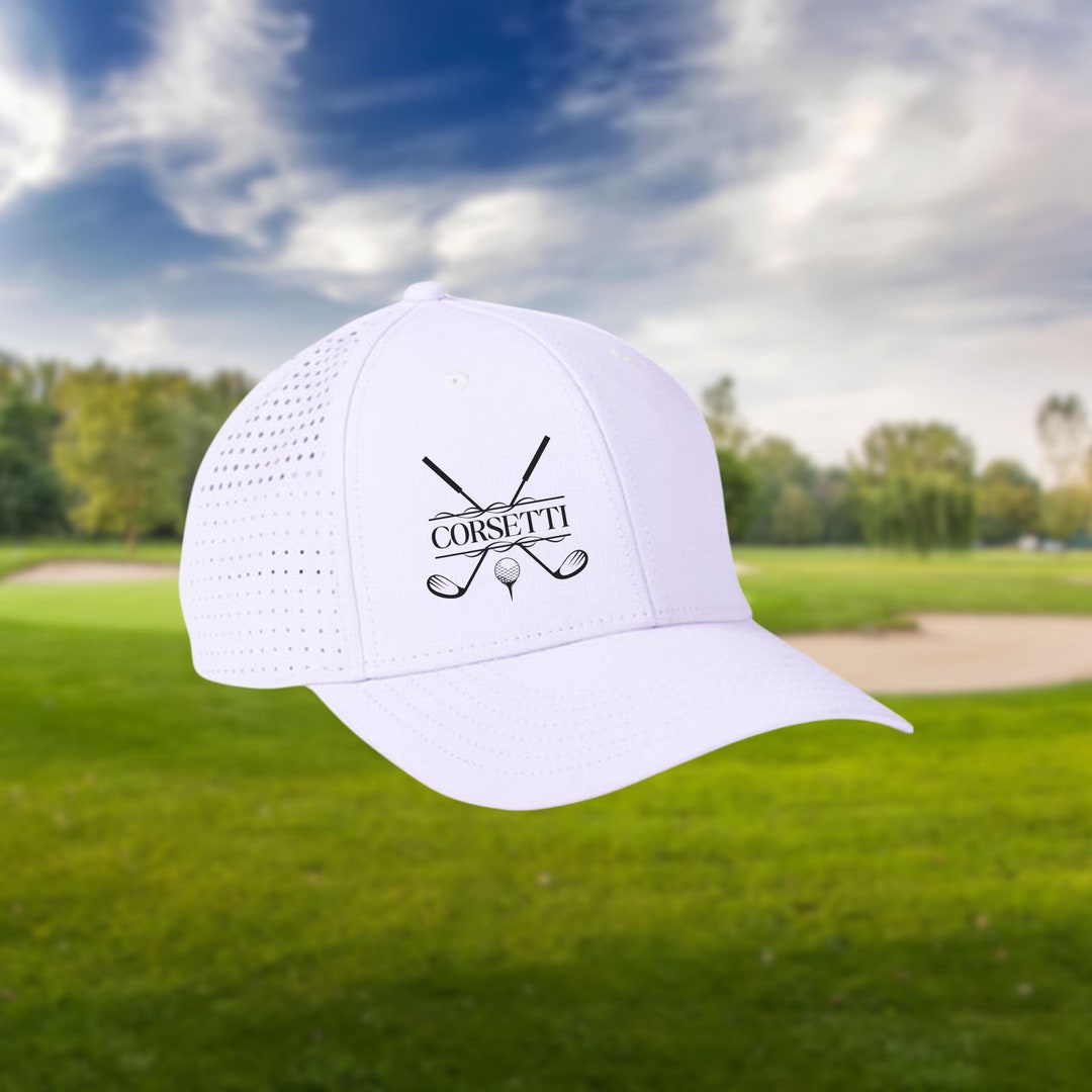 【PIRETTI GOLF 】Men's Logo Print Perforated Color Block Cap Original Penguin Men's Perforated Active Flag Patch Cap