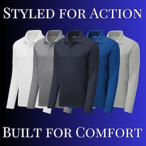Men's Personalized Long Sleeve Golf Polo, Custom Polo Shirt, Lightweight Sport Polo, Men's Golf Polo, Golf Gifts for Men, Gift for Husband image 6