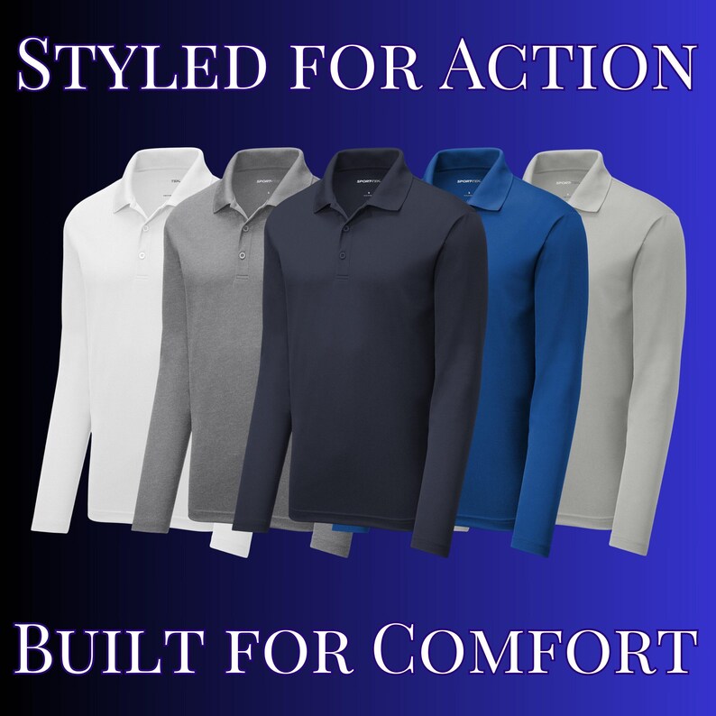 Men's Personalized Long Sleeve Golf Polo, Custom Polo Shirt, Lightweight Sport Polo, Men's Golf Polo, Golf Gifts for Men, Gift for Husband image 6