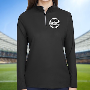 Aangepaste voetbal kwartrits voetbal met monogram, gepersonaliseerde trui, shirt voetbalteam, voetbalsweater, cadeau voetbalcoach, teamcadeau, voetbalmoeder