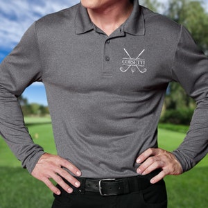 Men&#39;s Personalized Long Sleeve Golf Polo, Custom Polo Shirt, Lightweight Sport Polo, Men&#39;s Golf Polo, Golf Gifts for Men, Gift for Husband
