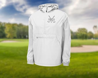 Mens Personalized Golf Jacket, Packable Anorak, Custom Sport Jacket, Golf Club Gift, Golf Coach Gift, Golf Gifts for Men, Gift for Husband