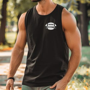 Personalized Tank Top, Custom Monogram Muscle Shirt, Embroidered Football Tank Top, Men's Football  Gift, Workout Shirt, Football Team Tank