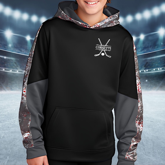 Kids Custom Hockey Sweatshirt, Youth Hockey Hoodie, Personalized Team Sweatshirt, Hockey Team Gift, Gift for Son, Kids Hockey Gift