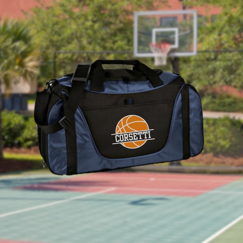 Personalized Basketball Duffel Bag, Custom Sport Bag, Monogram Travel Bag, Athletic Shoulder Bag, Basketball Coach Gift, BBall Equipment Bag image 3