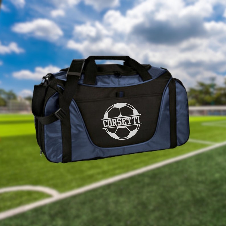 Personalized Soccer Duffel Bag, Custom Sport Bag, Monogram Travel Bag, Athletic Shoulder Bag, Soccer Coach Gift, Soccer Player Bag, Team Bag image 3