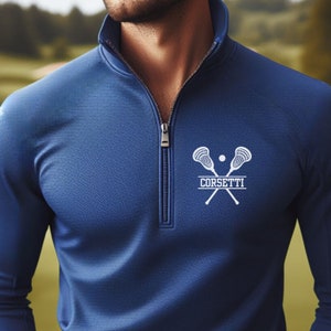 Personalisiertes leichtes Lacrosse-Sweatshirt, Viertel-Reißverschlusspullover, benutzerdefiniertes Lacrosse-Geschenk, Lacrosse-Teamgeschenk, Lacrosse-Trainergeschenk