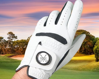 Custom Golf Glove with Monogram Ball Marker, Personalized Golf Gift, Mens Golf Gift, Gift for Golfer, Gift for Husband, Golf Lover Gift Idea