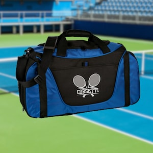 Personalized Tennis Duffel Bag, Custom Sport Bag, Monogram Travel Bag, Athletic Shoulder Bag, Tennis Coach Gift, Tennis Player Bag, Team Bag image 1