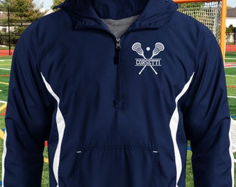 Personalized Lacrosse Jacket, Custom Half-Zip Anorak, Custom Lacrosse Gift, Lacrosse Coach Gift, Lacrosse Team Gift, Lacrosse Monogram