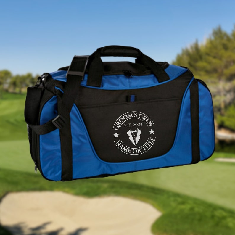 Personalized Groomsman Duffel Bag, Custom Sport Duffle Bag, Monogram Travel Bag, Athletic Shoulder Bag, Bachelor Party Gift, Proposal Gift image 1