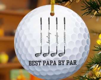 Custom Golf Ball Christmas Ornament, Glass Xmas Ornament for Golfer, Personalized Gift for Golf Lover, Gift for Husband, Gift for Papa