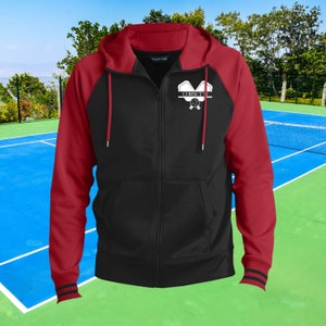 Personalisiertes Pickleball-Sweatshirt für Herren, Monogramm Pickleball-Fleece, individuelles Pickleball-Geschenk, Pickleball-Teampullover, Herren-Pickleball Black/Red