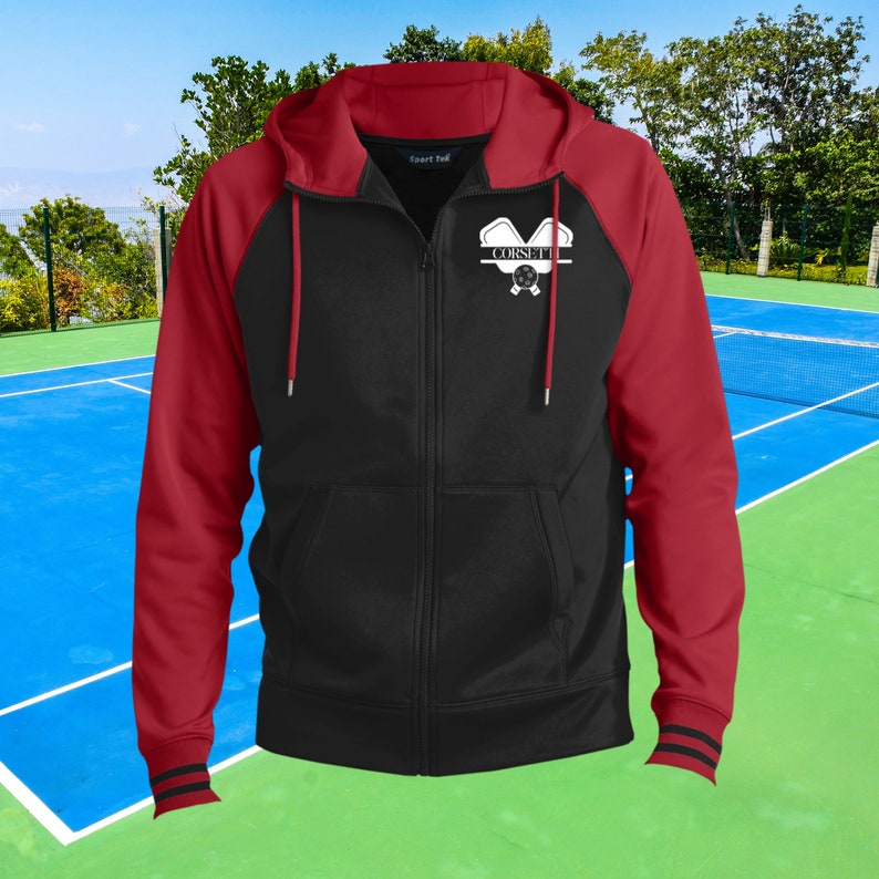 Personalisiertes Pickleball-Sweatshirt für Herren, Monogramm Pickleball-Fleece, individuelles Pickleball-Geschenk, Pickleball-Teampullover, Herren-Pickleball Black/Red