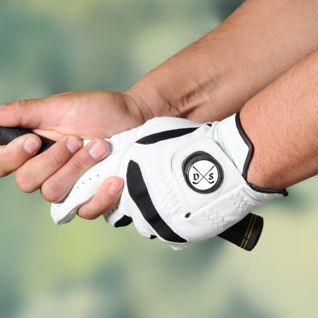 Custom Golf Glove With Monogram Ball Marker, Personalized Golf Gift