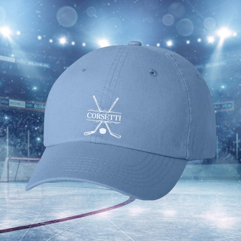 Kids Personalized Hockey Hat, Youth Custom Hockey Hat, Hockey Baseball Cap, Kids Custom Logo Hat, Hockey Monogram Hat, Child Baseball Hat Baby Blue