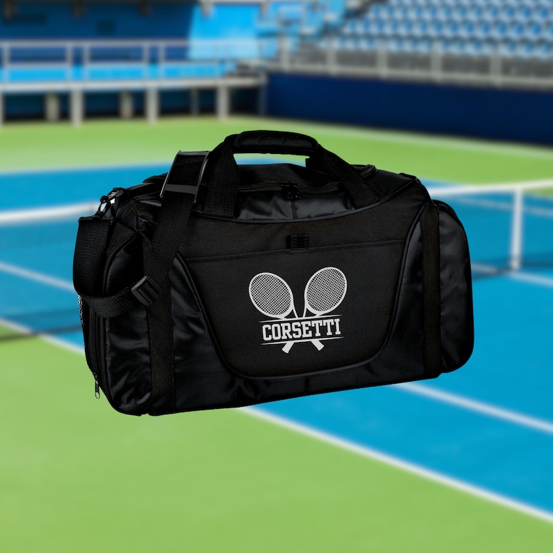 Personalized Tennis Duffel Bag, Custom Sport Bag, Monogram Travel Bag, Athletic Shoulder Bag, Tennis Coach Gift, Tennis Player Bag, Team Bag image 2