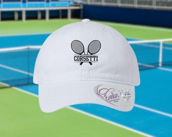 Women's Custom Embroidered Tennis Hat, Pigment-Dyed Cap with Fashion Undervisor, Ponytail Hat, Pickleball Hat, Tennis Team Hat, Tennis Mom