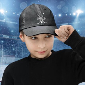 Kids Personalized Hockey Hat, Youth Custom Hockey Hat, Hockey Baseball Cap, Kids Custom Logo Hat, Hockey Monogram Hat, Child Baseball Hat image 6