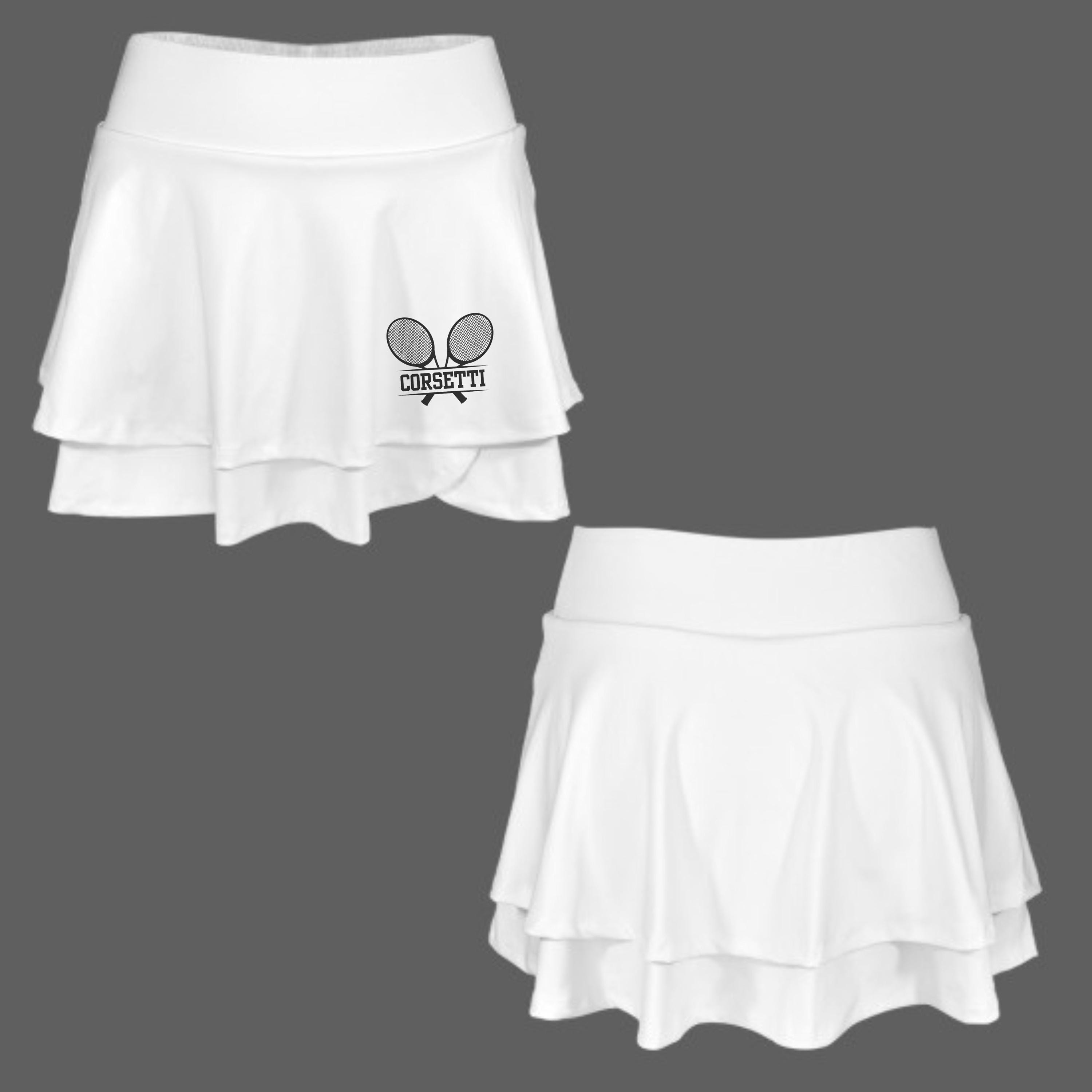 Gonna Corta Sportiva Con Pantaloncino Integrato | Donna E Bambina, Per Corsa, Tennis, Golf | Bianco, Elastica