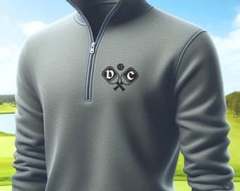 Personalized Fleece Pickleball Quarter-Zip, Quarter Zip Pullover Sweater, Custom Pickleball Gift, Gift for Husband, Pickleball Gift for Men