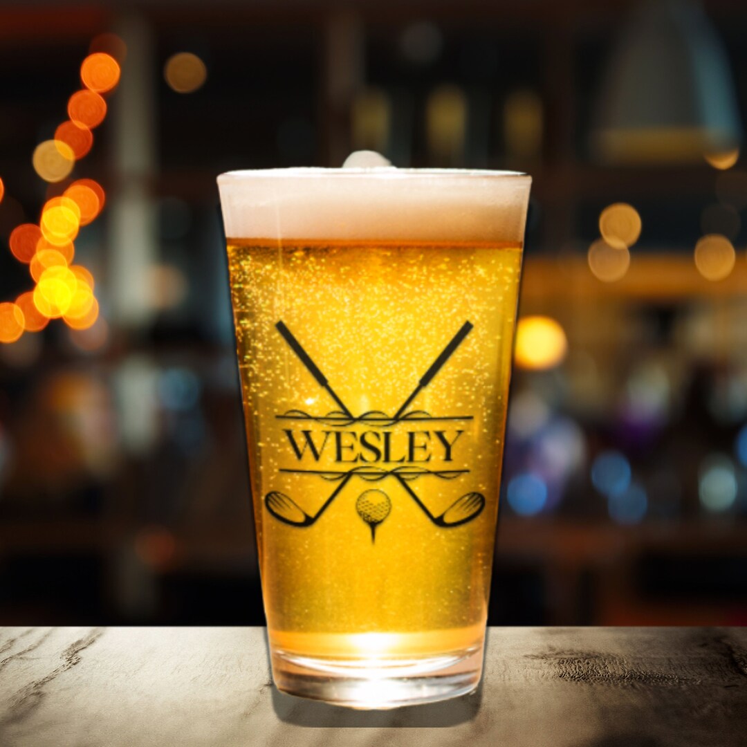 Custom Golf Pint Glass Personalized Golf Beer Glass Etsy
