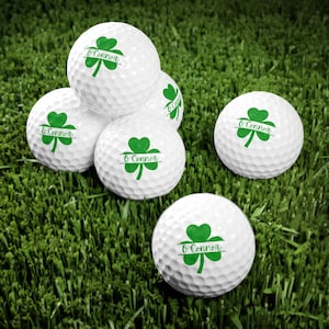 St. Patrick's Day Golf Balls, Irish Golf Gift, Custom Monogram Golf Balls, Shamrock Gift for Husband, Gift for Dad, Men's Clover Golf Gift