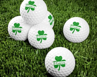 Bolas de golfe para o Dia de São Patrício, presente de golfe irlandês, bolas de golfe com monograma personalizado, presente de trevo para o marido, presente para o pai, presente de golfe com trevo para homens