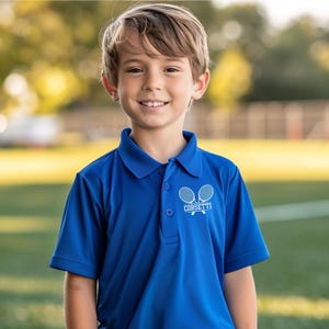 Polo da tennis personalizzata per ragazzi, polo da tennis personalizzata per bambini, polo sportiva con monogramma, regalo da tennis per ragazzi, traspirante, regalo per figlio, squadra di tennis