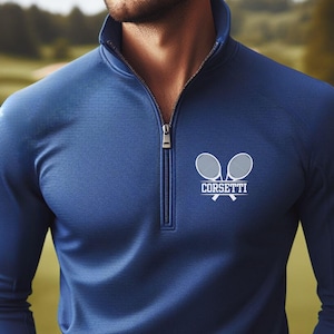 Personalized Lightweight Tennis Sweatshirt, Quarter Zip Pullover Sweater, Custom Tennis Gift, Tennis Team Gift, Perfect Tennis Coach Gift