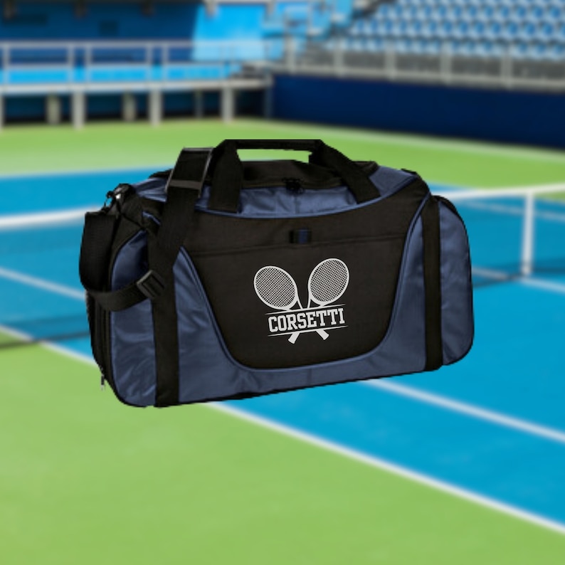 Personalized Tennis Duffel Bag, Custom Sport Bag, Monogram Travel Bag, Athletic Shoulder Bag, Tennis Coach Gift, Tennis Player Bag, Team Bag image 3