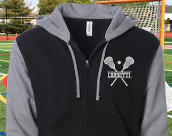 Personalized Lacrosse Sweatshirt, Custom Varsity Jacket, Monogram Lacrosse Hoodie, Lacrosse Coach Gift, Team Gift, Lacrosse Mom, Lax Gift