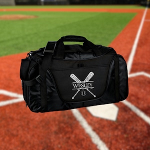 Personalized Baseball Duffel Bag, Custom Sport Bag, Monogram Travel Bag, Athletic Shoulder Bag, Baseball Coach Gift, Baseball Equipment Bag image 2