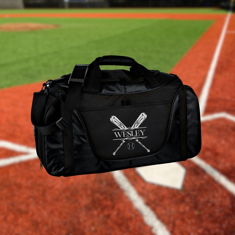 Personalized Baseball Duffel Bag, Custom Sport Bag, Monogram Travel Bag, Athletic Shoulder Bag, Baseball Coach Gift, Baseball Equipment Bag image 2