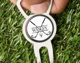 Ferramenta personalizada para reparar marcas de taco com marcador de bola e abridor de garrafas, presente personalizado para golfistas, marcador de bola de golfe com ferramenta para reparar marcas de taco, presente de Natal para golfistas