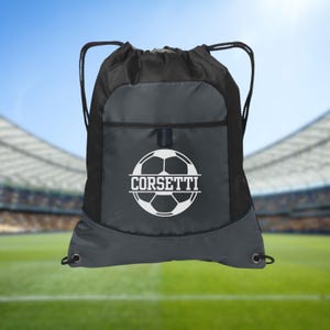 Personalized Soccer Backpack, Custom Soccer Cinch Pack, Custom Drawstring Bag, Soccer Team Gift, Soccer Coach Gift, Soccer Mom, Soccer Tote