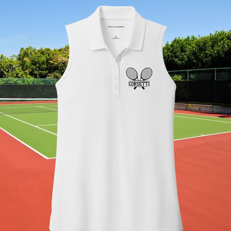 Benutzerdefiniertes Tennispolo für Damen, ärmelloses Poloshirt, Tennisgeschenk für sie, Damentennisgeschenk, Damenpolo, perfektes Geschenk für Frau, Freundin Bild 1