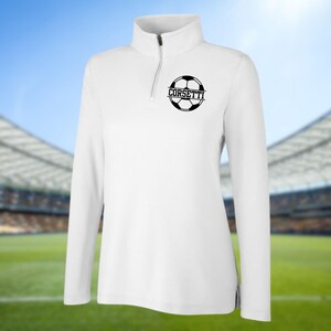 Aangepaste voetbal kwartrits voetbal met monogram, gepersonaliseerde trui, shirt voetbalteam, voetbalsweater, cadeau voetbalcoach, teamcadeau, voetbalmoeder