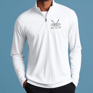 Jersey de golf con monograma bordado, chaqueta deportiva, ropa deportiva, camiseta con cremallera de un cuarto para hombre, regalos de golf para hombres, jersey de golf, camisa de golf