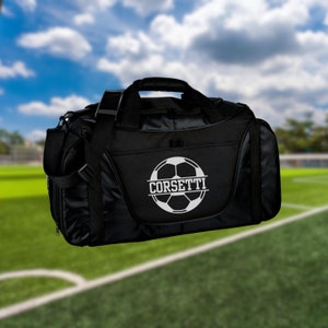 Personalized Soccer Duffel Bag, Custom Sport Bag, Monogram Travel Bag, Athletic Shoulder Bag, Soccer Coach Gift, Soccer Player Bag, Team Bag image 1