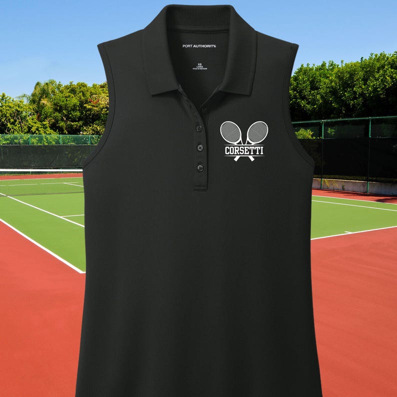 Benutzerdefiniertes Tennispolo für Damen, ärmelloses Poloshirt, Tennisgeschenk für sie, Damentennisgeschenk, Damenpolo, perfektes Geschenk für Frau, Freundin Bild 5