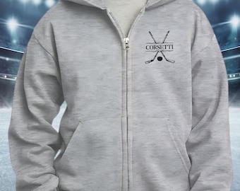Sudadera de hockey personalizada para jóvenes, sudadera con capucha personalizada, suéter de hockey para niños, regalo de equipo de hockey, sudadera con cremallera de hockey, regalo para hijo, regalo para nieto