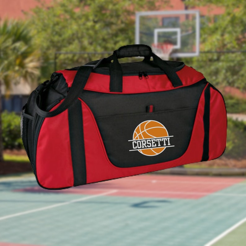 Personalized Basketball Duffel Bag, Custom Sport Bag, Monogram Travel Bag, Athletic Shoulder Bag, Basketball Coach Gift, BBall Equipment Bag image 4