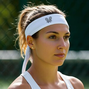 Aangepaste tennishoofdband, gepersonaliseerde hoofdband, aangepaste afbeelding, cadeau tenniscoach, cadeau tennisteam, sporthoofdband, tennisclub, tennisliefhebber