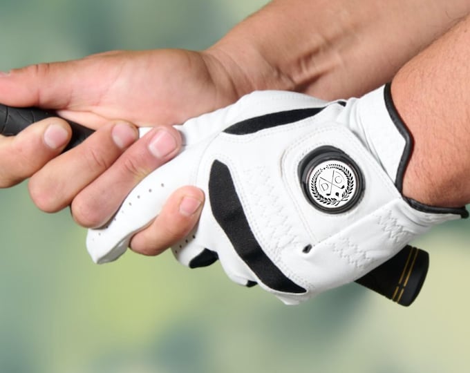 Custom Golf Glove with Monogram Ball Marker, Personalized Golf Gift, Mens Golf Gift, Gift for Golfer, Gift for Husband, Golf Lover Gift Idea