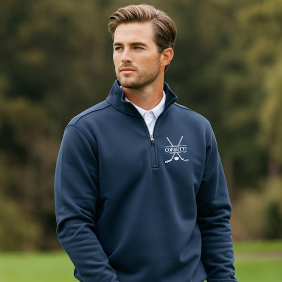 Personalized Fleece Hockey Quarter-Zip, Quarter Zip Pullover Sweater, Custom Hockey Gift, Gift for Husband, Hockey Gift for Men, Christmas