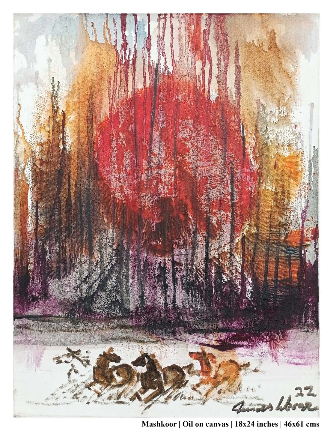 18x24 Inches Abstract Art Horses Heads Towards Eternity Etsy