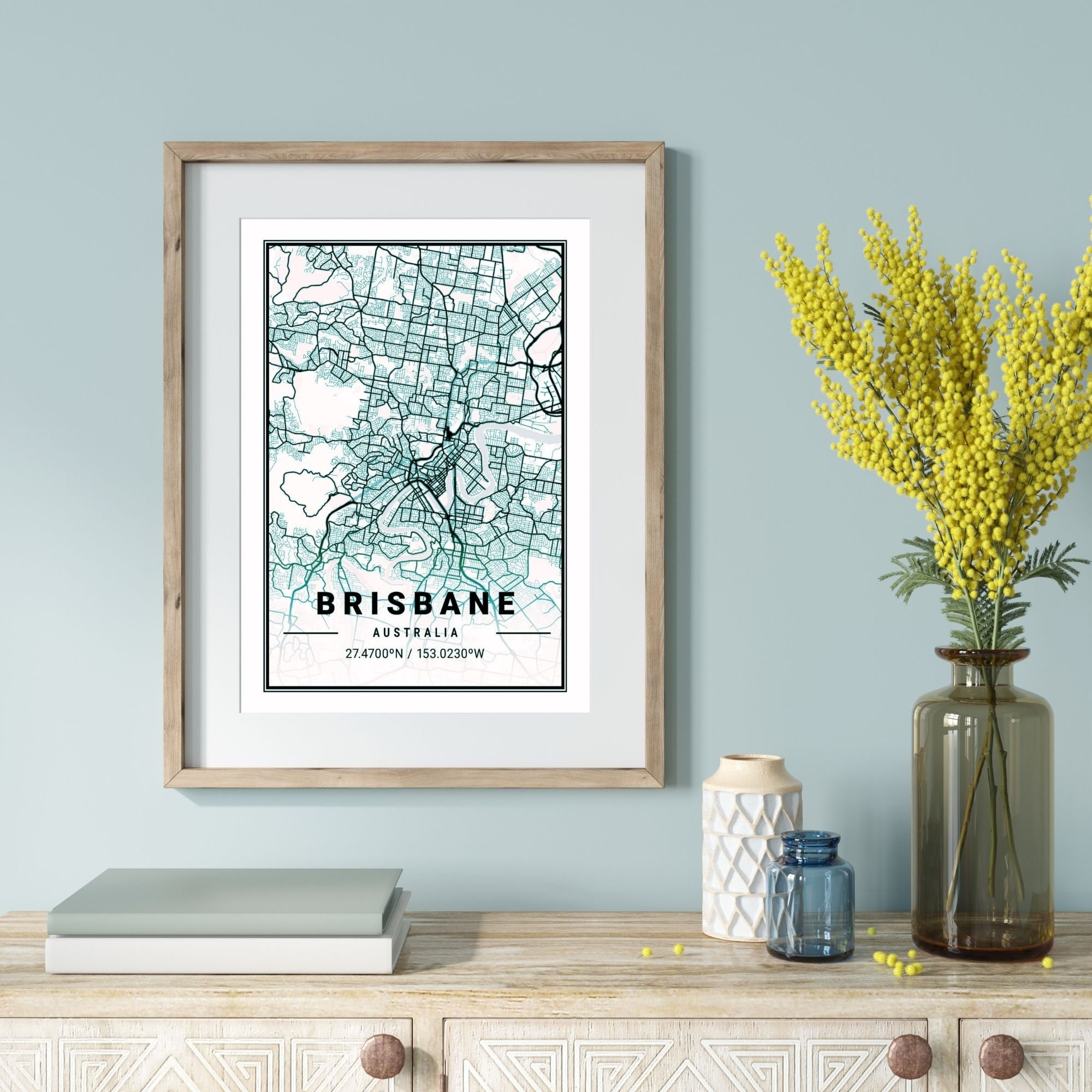 Brisbane City Map Prints World Map Art Decor Map Coordinate - Etsy
